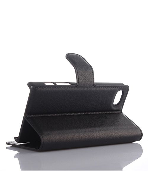 Sony Xperia Z5 Compact Litchi Stand Case Zwart afbeelding 2