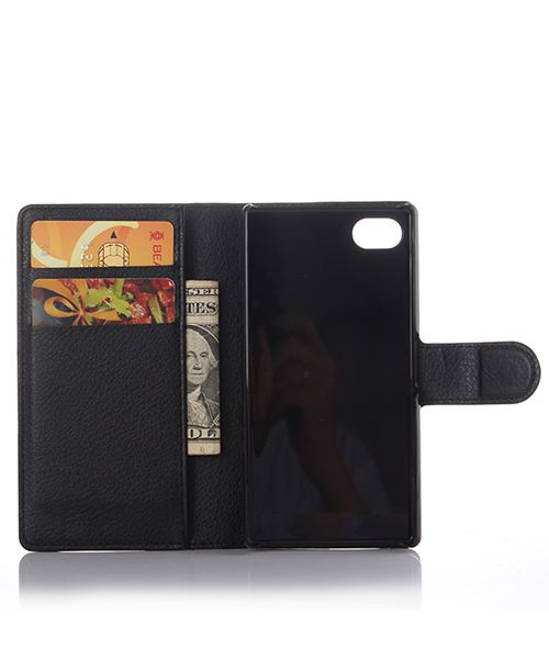Sony Xperia Z5 Compact Litchi Stand Case Zwart afbeelding 5