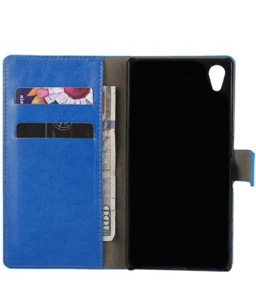 Sony Xperia Z5 Crazy Horse Wallet Case Blauw Hoesjes