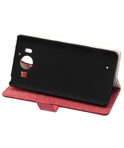 Microsoft Lumia 950 XL Wallet Case Linen Texture Red afbeelding 4
