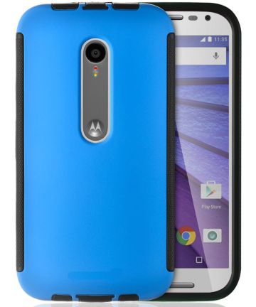 Motorola Moto G 3rd Gen Hybrid Case met Screen Protector Blauw Hoesjes