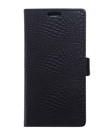 Huawei Nexus 6P Crocodile Lederen Wallet Flip Case Stand Zwart Hoesjes
