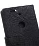 Huawei Nexus 6P Crocodile Lederen Wallet Flip Case Stand Zwart