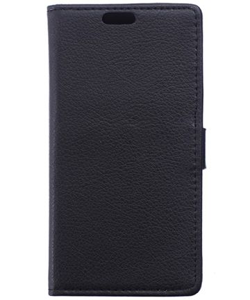 Sony Xperia C5 Ultra Litchi Skin Leather Wallet Case Zwart Hoesjes