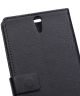 Sony Xperia C5 Ultra Litchi Skin Leather Wallet Case Zwart