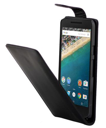 LG Nexus 5X Vertical Flip Case Black Hoesjes