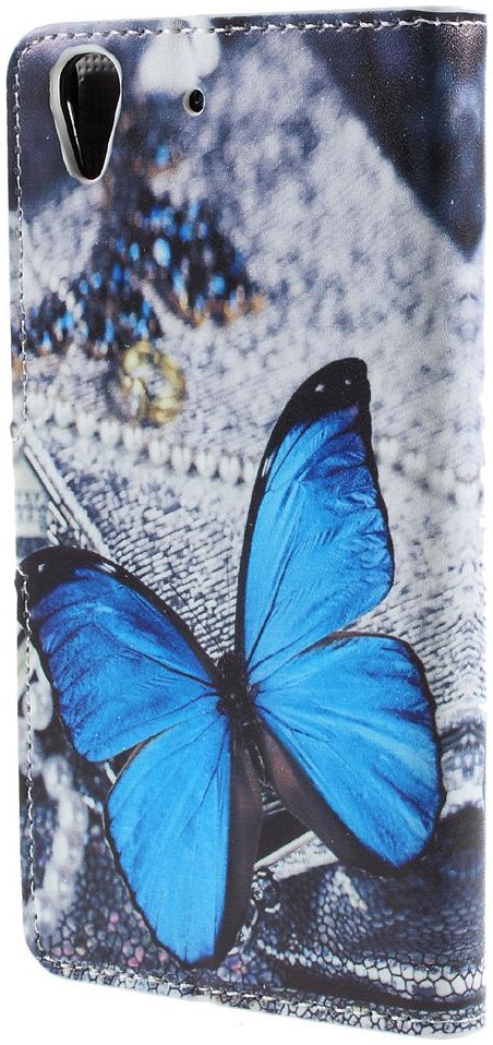 Huawei Y6 Wallet Case met Print Blauw Vlinder afbeelding 2