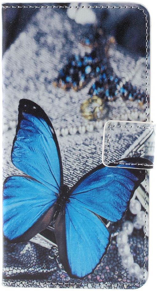 Huawei Y6 Wallet Case met Print Blauw Vlinder afbeelding 3
