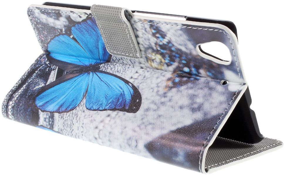 Huawei Y6 Wallet Case met Print Blauw Vlinder afbeelding 5