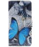 HTC One A9 Portemonnee Hoesje Print Blauw Vlinder