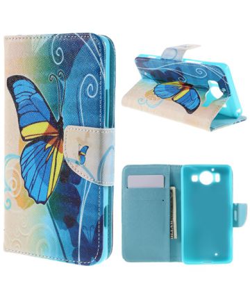 Microsoft Lumia 950 Beautiful Butterfly Leather Wallet Case Hoesjes
