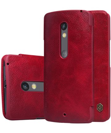 Nillkin Qin Series Lederen Flip Case Motorola Moto X Play Rood Hoesjes
