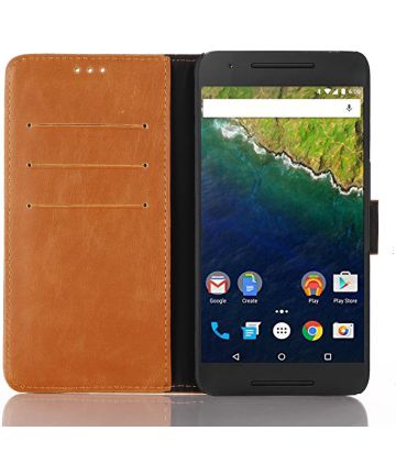 Huawei Nexus 6P Wallet Case Bruin Hoesjes