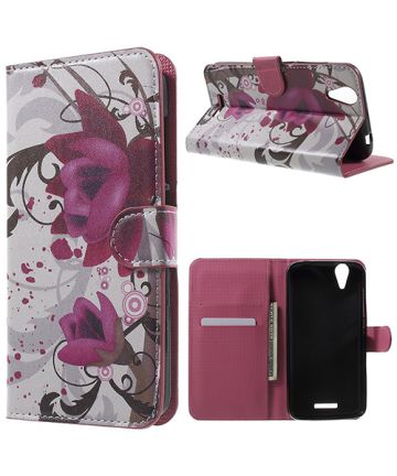 Acer Liquid Z630 Wallet Stand Print Case Purple Flowers Hoesjes