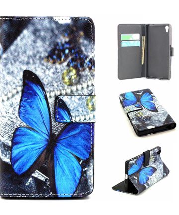 Sony Xperia Z5 Wallet Stand Case Vivid Butterfly Hoesjes