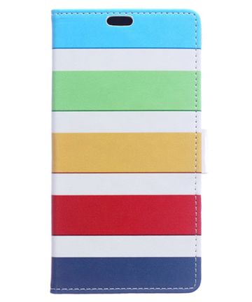 Samsung Galaxy J1 Ace Luxe Boek Hoes Colorized Stripes Print Hoesjes