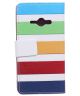 Samsung Galaxy J1 Ace Luxe Boek Hoes Colorized Stripes Print
