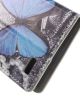 LG Bello II Lederen Portemonnee Hoesje Blauw Vlinder