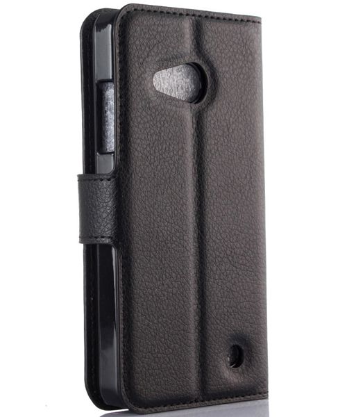 Microsoft Lumia 550 Portemonnee Lychee Leer Case Zwart afbeelding 3