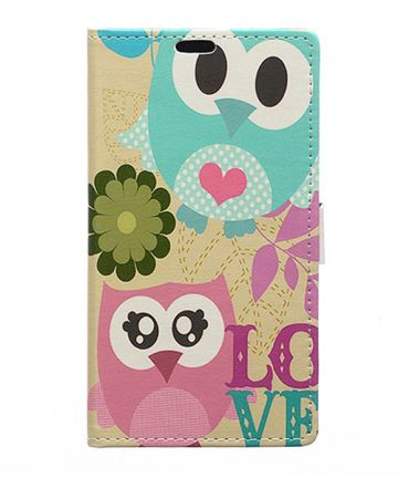 LG G4s Lederen Wallet Flip Case Stand Cute Owl Hoesjes