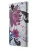 HTC Desire 626 Wallet Flip Case Stand Purple Flower