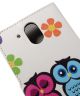 HTC Desire 526 Lederen Wallet Hoesje Cute Owls