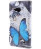 Microsoft Lumia 550 Wallet Hoesje Print Blue Butterflies