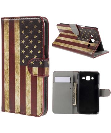 Samsung Galaxy J5 Portemonnee Hoesje Print American Flag Hoesjes