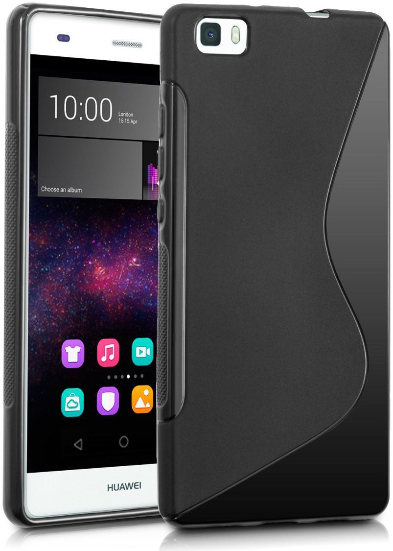 Huawei Ascend P8 Lite S-Curve TPU Back Cover Zwart afbeelding 1