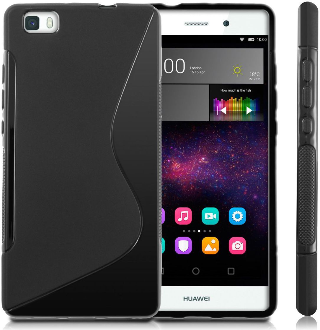 Huawei Ascend P8 Lite S-Curve TPU Back Cover Zwart afbeelding 2
