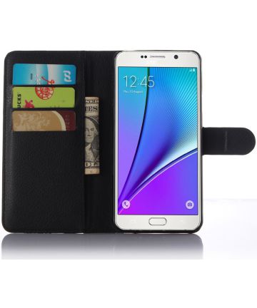 Samsung Galaxy A5 (2016) Lychee Portemonnee Case Zwart Hoesjes