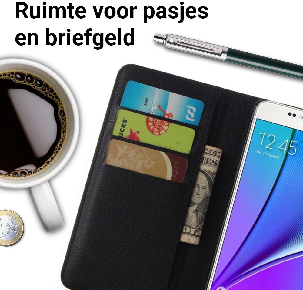 Samsung Galaxy A5 (2016) Lychee Portemonnee Case Zwart afbeelding 2