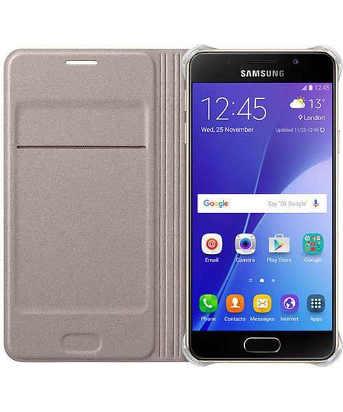 Officieel Samsung Galaxy A3 (2016) Portemonnee Hoesje Goud afbeelding 2