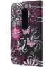 Motorola Moto X Play Portemonnee Print Hoesje Pink Flowers