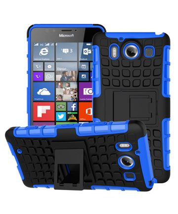 Microsoft Lumia 950 Hybrid Kickstand Back Cover Blauw Hoesjes