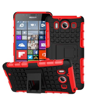 Microsoft Lumia 950 Hybrid Kickstand Back Cover Rood Hoesjes