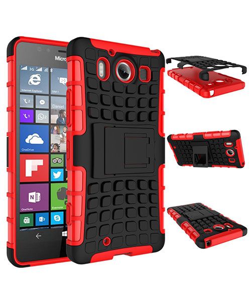 Microsoft Lumia 950 Hybrid Kickstand Back Cover Rood afbeelding 10
