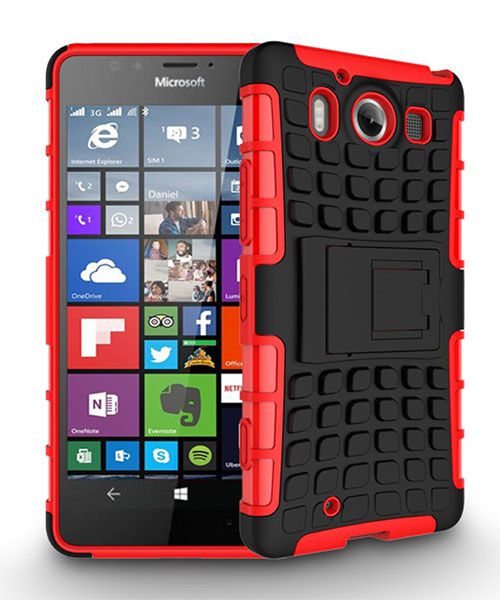 Microsoft Lumia 950 Hybrid Kickstand Back Cover Rood afbeelding 2