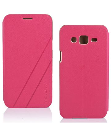 Samsung Galaxy J5 YINJIMOSA Leren Flip Hoesje Roze Hoesjes