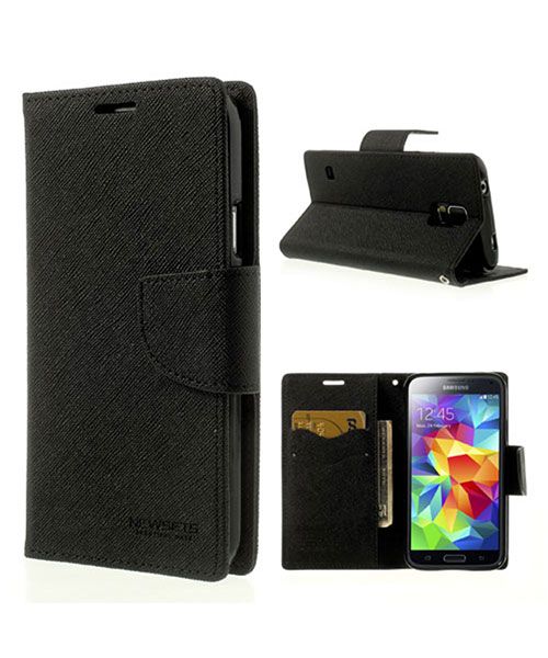 Samsung Galaxy S5 Mercury Fancy Diary Wallet Case Zwart afbeelding 1