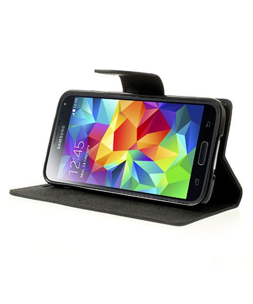 Samsung Galaxy S5 Mercury Fancy Diary Wallet Case Zwart afbeelding 3