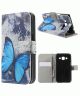 Samsung Galaxy Core Prime (VE) Print Portemonnee Hoesje Blue Butterfly
