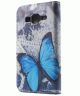 Samsung Galaxy Core Prime (VE) Print Portemonnee Hoesje Blue Butterfly