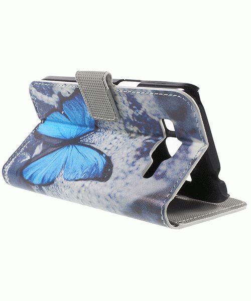 Samsung Galaxy Core Prime (VE) Print Portemonnee Hoesje Blue Butterfly afbeelding 2