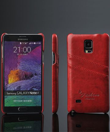 Samsung Galaxy Note 4 Leren Fashion Phone Case Rood Hoesjes