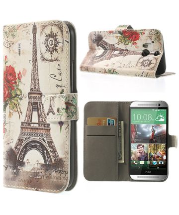 HTC One M8 Wallet Flip Case met eiffeltoren Print Hoesjes