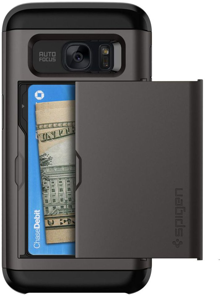 Spigen Slim Armor Card Slider Case Samsung Galaxy S7 Gunmetal afbeelding 4