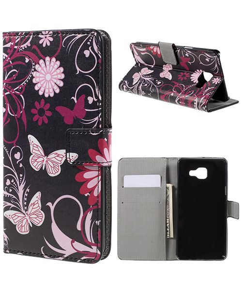 Samsung Galaxy A5 (2016) Flip Hoesje met Print Floral Butterflies afbeelding 1