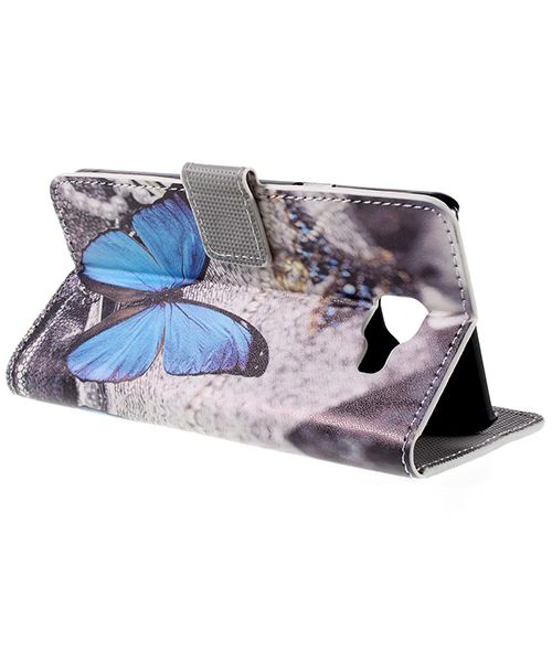 Samsung Galaxy A5 (2016) Flip Hoesje met Print Blue Butterflies afbeelding 3