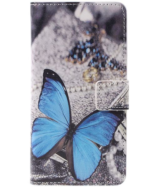 Samsung Galaxy A5 (2016) Flip Hoesje met Print Blue Butterflies afbeelding 5